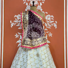 GOTA PATTI KOTA DORIYA LEHENGA Purple / Free Size