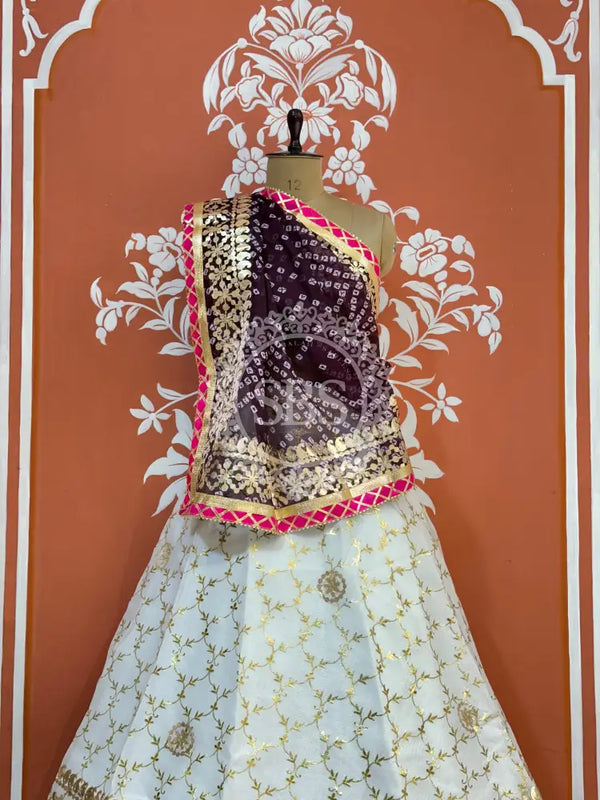 GOTA PATTI KOTA DORIYA LEHENGA Purple / Free Size