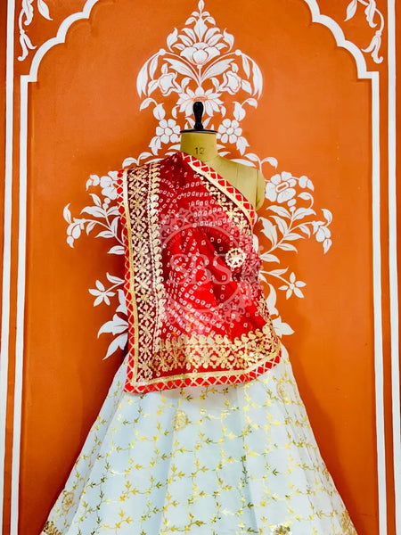 GOTA PATTI KOTA DORIYA LEHENGA Red / Free Size