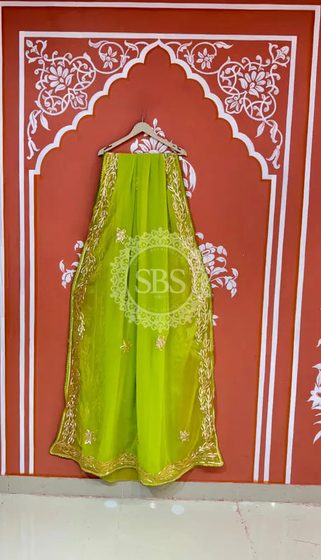 GOTA PATTI ROYAL GEORGETTE SAREE Light Green / Free Size