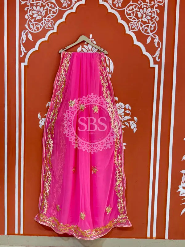 GOTA PATTI ROYAL GEORGETTE SAREE Light Pink / Free Size