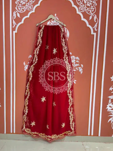 GOTA PATTI ROYAL GEORGETTE SAREE Maroon / Free Size