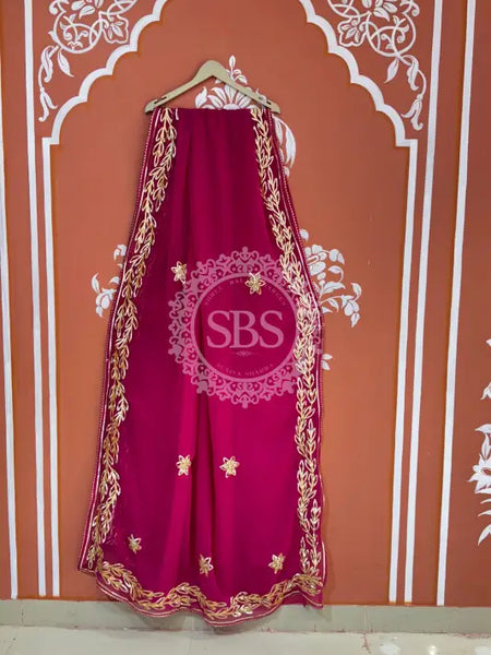 GOTA PATTI ROYAL GEORGETTE SAREE Pink / Free Size