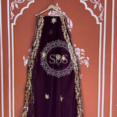 GOTA PATTI ROYAL GEORGETTE SAREE Purple / Free Size