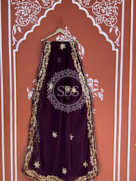 GOTA PATTI ROYAL GEORGETTE SAREE Purple / Free Size