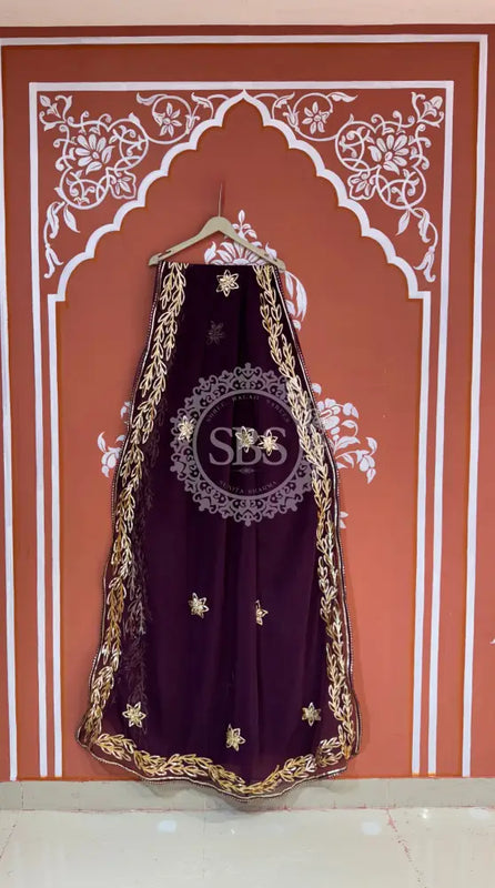 GOTA PATTI ROYAL GEORGETTE SAREE Purple / Free Size