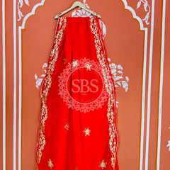 GOTA PATTI ROYAL GEORGETTE SAREE Red / Free Size