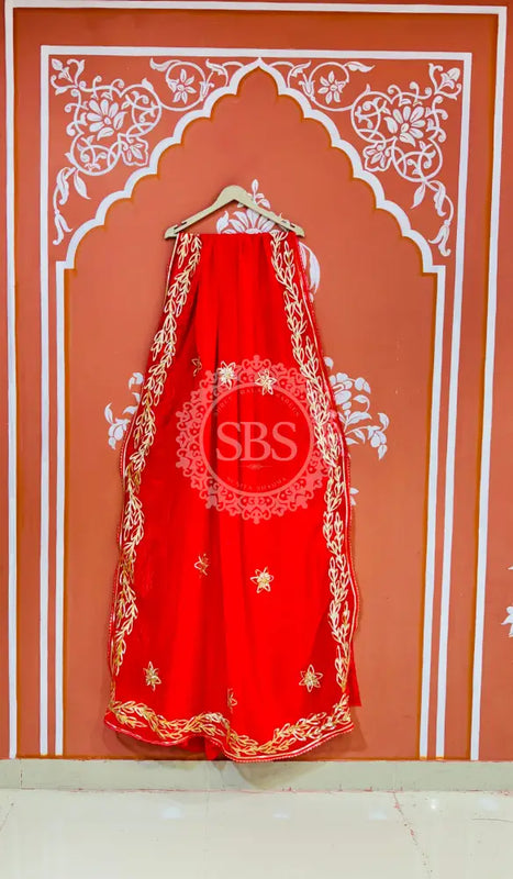 GOTA PATTI ROYAL GEORGETTE SAREE Red / Free Size