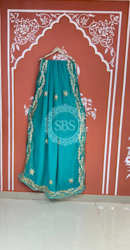 GOTA PATTI ROYAL GEORGETTE SAREE Sky Blue / Free Size