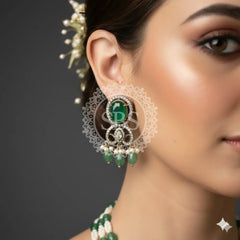 Green Emerald Long Necklace Set Jewellery
