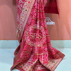 HO SILK GHATCHOLA SAREE Red / Free Size