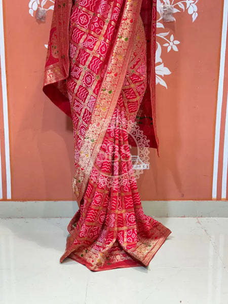 HO SILK GHATCHOLA SAREE Red / Free Size