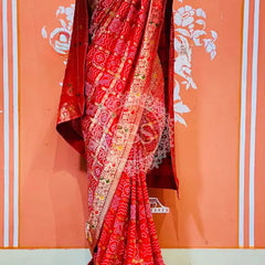 HO SILK GHATCHOLA SAREE Red / Free Size