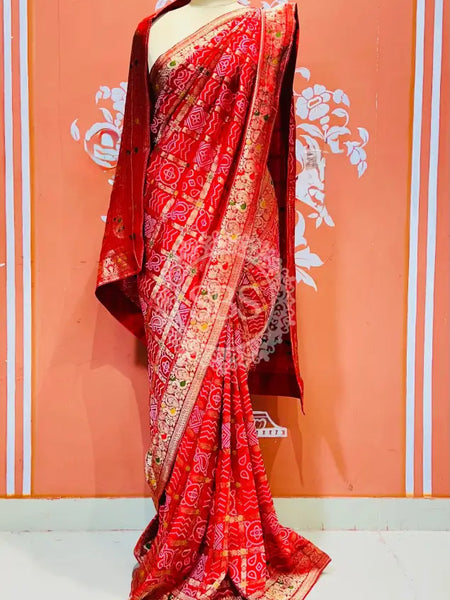HO SILK GHATCHOLA SAREE Red / Free Size