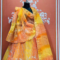 KACHI PATTI LEHERIYA KOTA DORIYA FLARED LEHENGA