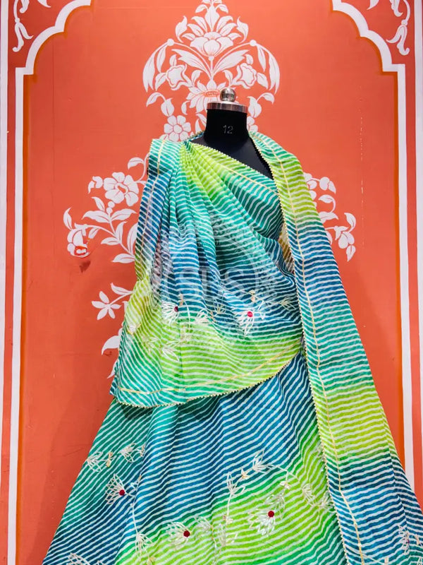 KACHI PATTI LEHERIYA KOTA DORIYA FLARED LEHENGA