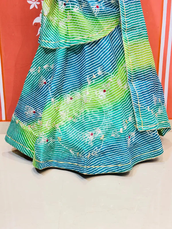 KACHI PATTI LEHERIYA KOTA DORIYA FLARED LEHENGA