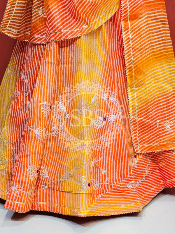 KACHI PATTI LEHERIYA KOTA DORIYA FLARED LEHENGA