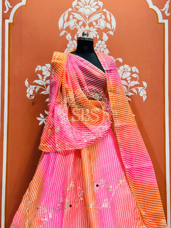 KACHI PATTI LEHERIYA KOTA DORIYA FLARED LEHENGA