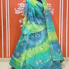 KACHI PATTI LEHERIYA KOTA DORIYA FLARED LEHENGA Blue / Free Size