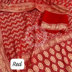 KHADDI GEORGETTE SAREE Red / Free Size