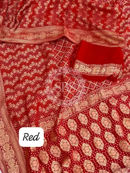 KHADDI GEORGETTE SAREE Red / Free Size