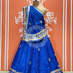 KOTA DORIYA GOTA PATTI LEHENGA Blue / Free Size