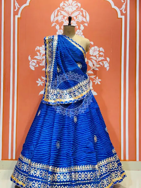KOTA DORIYA GOTA PATTI LEHENGA Blue / Free Size