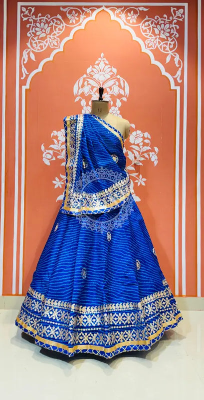 KOTA DORIYA GOTA PATTI LEHENGA Blue / Free Size