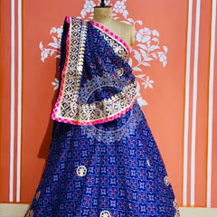 KOTA DORIYA GOTA PATTI LEHENGA Blue / Free Size
