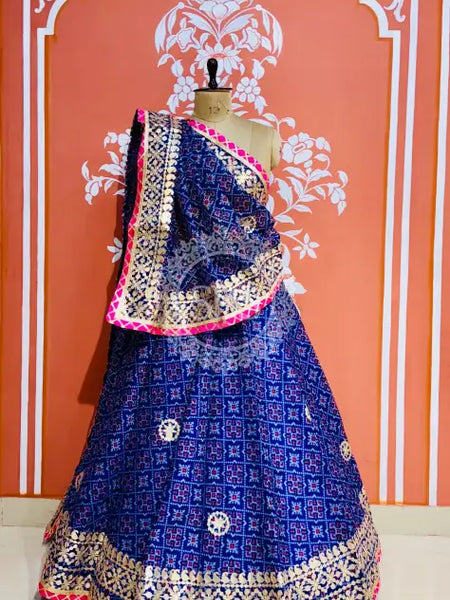 KOTA DORIYA GOTA PATTI LEHENGA Blue / Free Size