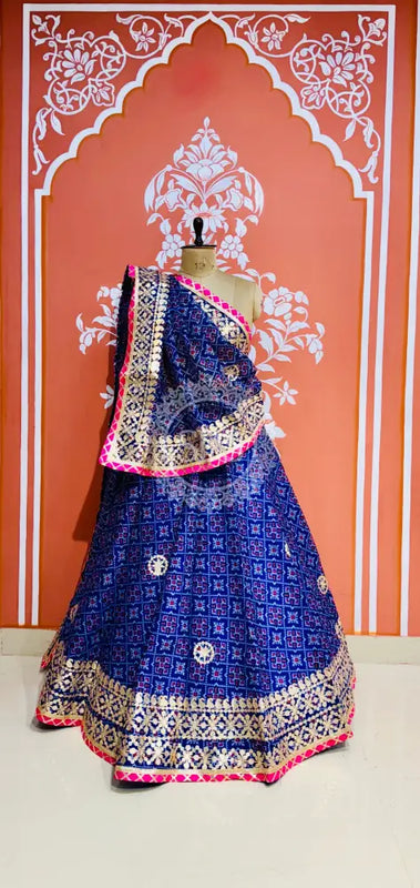 KOTA DORIYA GOTA PATTI LEHENGA Blue / Free Size