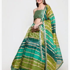 KOTA DORIYA GOTA PATTI LEHENGA Blue & Green / Free Size