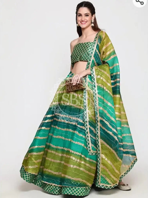 KOTA DORIYA GOTA PATTI LEHENGA Blue & Green / Free Size