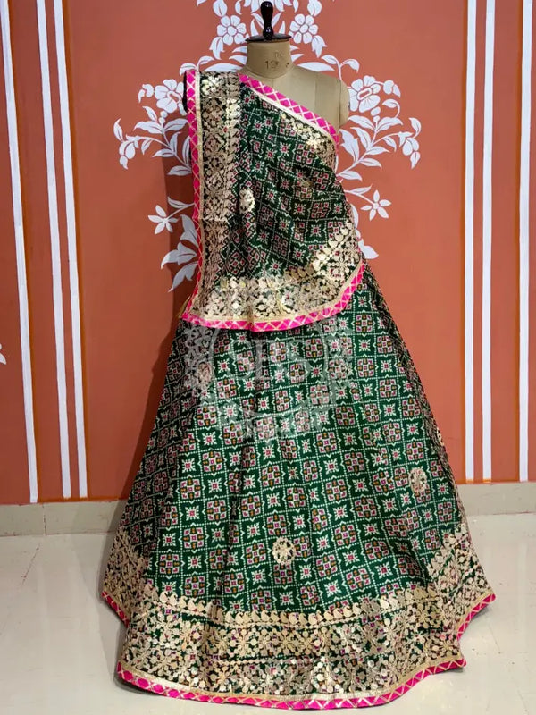 KOTA DORIYA GOTA PATTI LEHENGA Green / Free Size