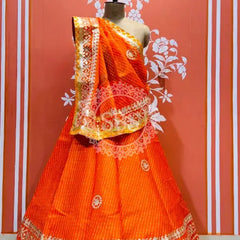 KOTA DORIYA GOTA PATTI LEHENGA Orange / Free Size