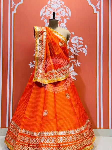 KOTA DORIYA GOTA PATTI LEHENGA Orange / Free Size