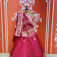 KOTA DORIYA GOTA PATTI LEHENGA Pink / Free Size