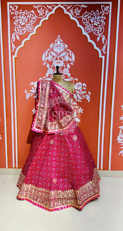 KOTA DORIYA GOTA PATTI LEHENGA Pink / Free Size