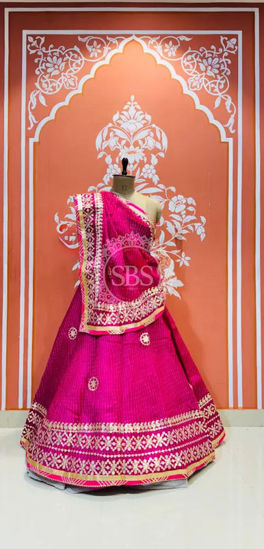 KOTA DORIYA GOTA PATTI LEHENGA Pink / Free Size