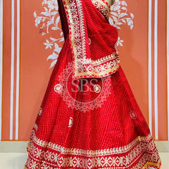 KOTA DORIYA GOTA PATTI LEHENGA Red / Free Size