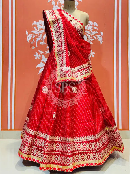 KOTA DORIYA GOTA PATTI LEHENGA Red / Free Size