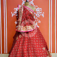 KOTA DORIYA GOTA PATTI LEHENGA Red / Free Size