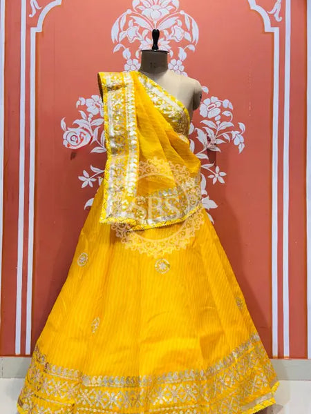 KOTA DORIYA GOTA PATTI LEHENGA Yellow / Free Size
