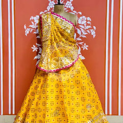 KOTA DORIYA GOTA PATTI LEHENGA Yellow / Free Size