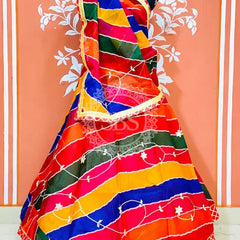 KOTA DORIYA KACHI PATTI DOUBLE BORDER LEHENGA Multi / Free Size