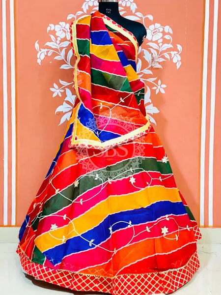KOTA DORIYA KACHI PATTI DOUBLE BORDER LEHENGA Multi / Free Size