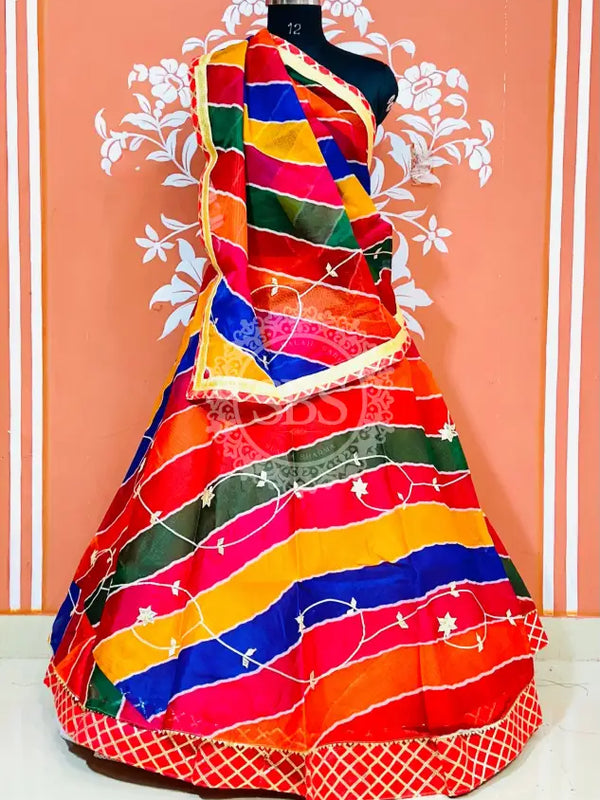 KOTA DORIYA KACHI PATTI DOUBLE BORDER LEHENGA Multi / Free Size