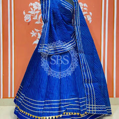 KOTA DORIYA MOTHRA LEHENGA Blue / Free Size