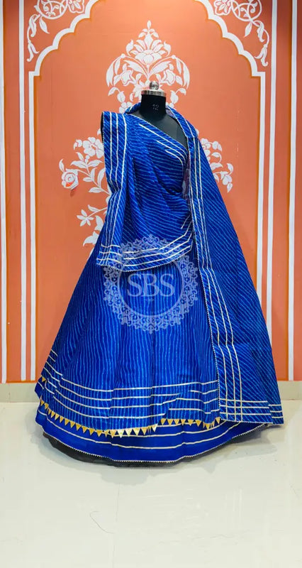 KOTA DORIYA MOTHRA LEHENGA Blue / Free Size